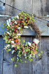 Sunset Rose Dried Flower Grapevine Wreath