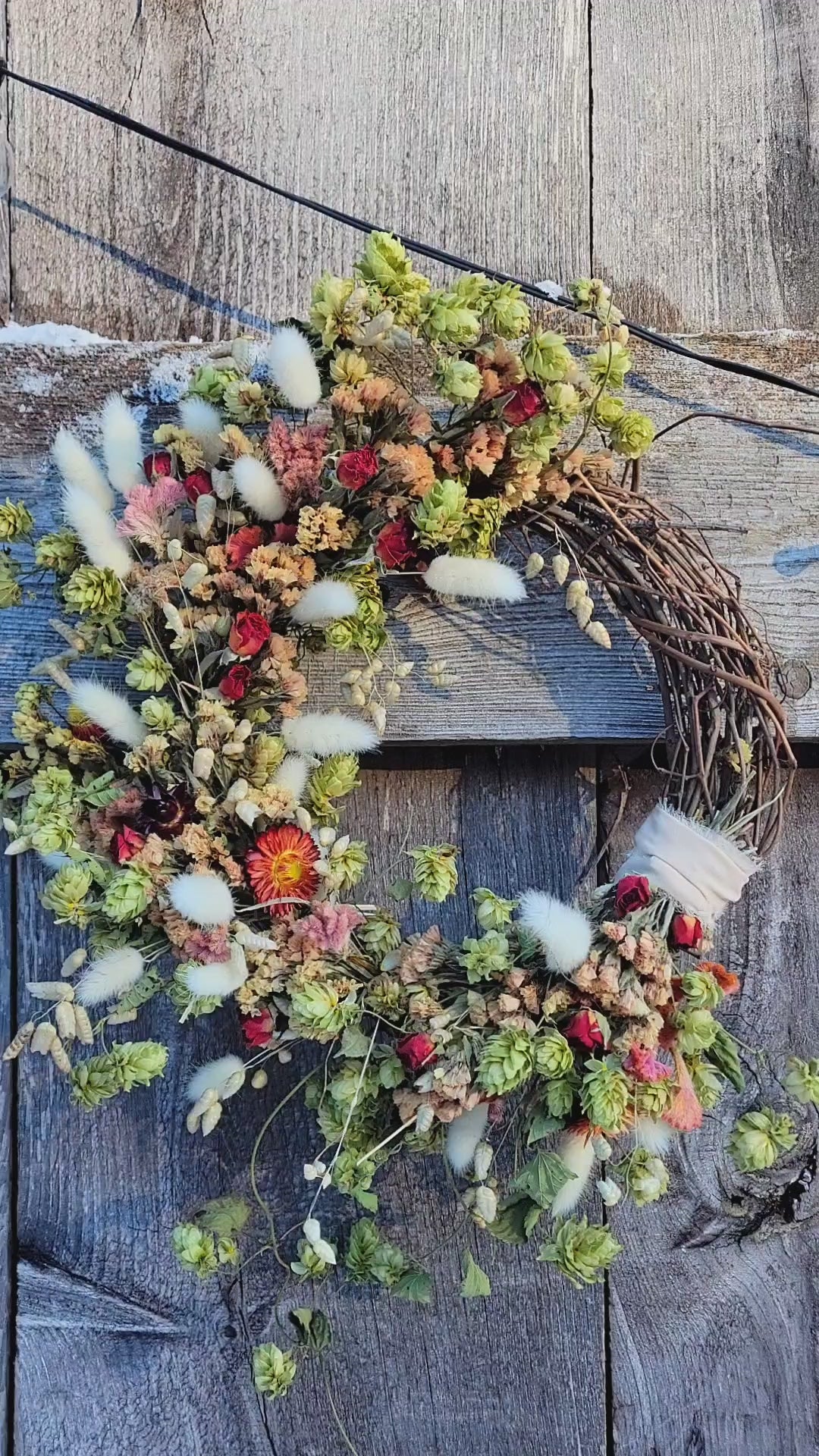 Rose Dried Flower Grapevine Wreath